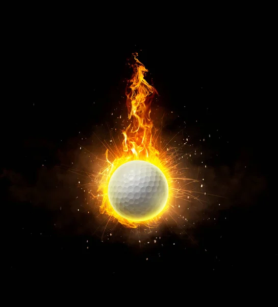 Golf Auf Schwarzem Hintergrund Flammen — Stockfoto