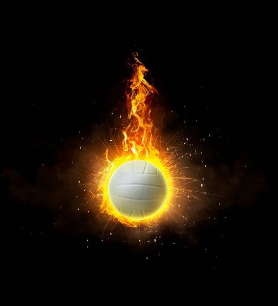 Volleyball Flammen Auf Schwarzem Hintergrund — Stockfoto