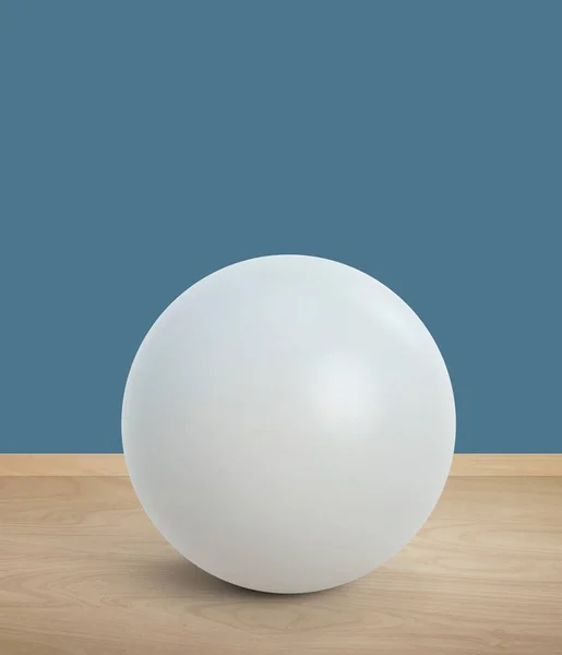 白い球の上に影木製の床の上の色の壁 インテリア装飾 — ストック写真
