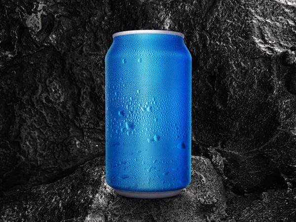 Холодная Алюминиевая Жестянка Фоне Черного Угля — стоковое фото