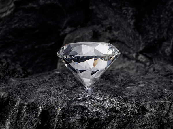 Diamante Sobre Fundo Carvão Preto — Fotografia de Stock