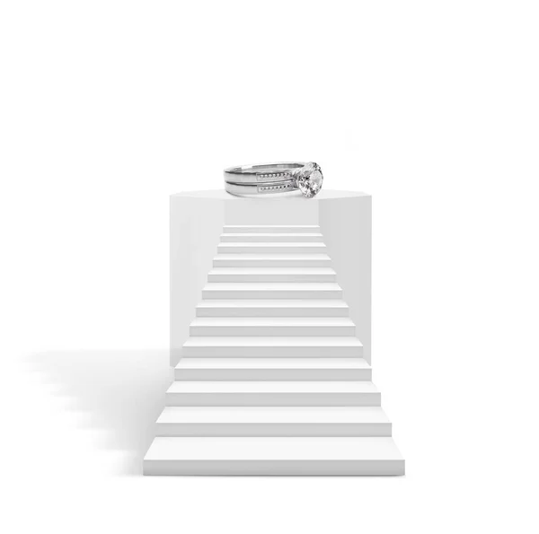 Элегантное Бриллиантовое Кольцо Восьмиугольном Пьедестале Идеи Лучших Украшений Бриллиантами — стоковое фото