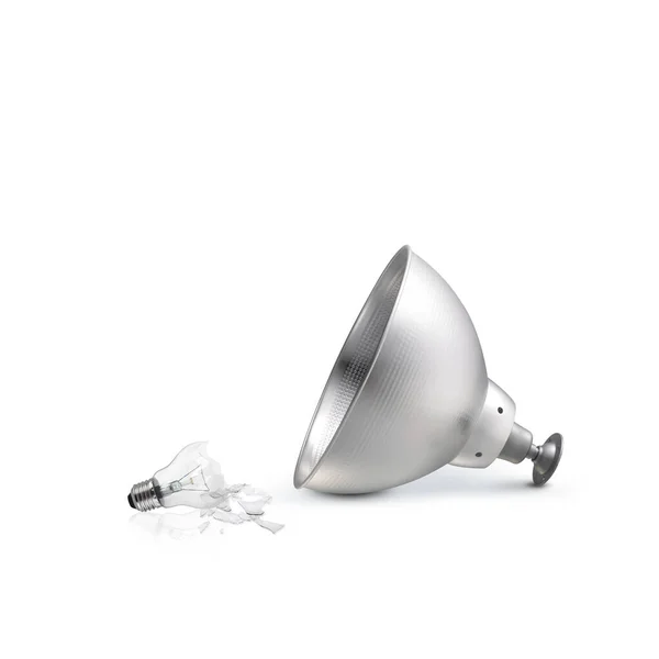 Лампа Сломанная Лампа Белом Фоне — стоковое фото
