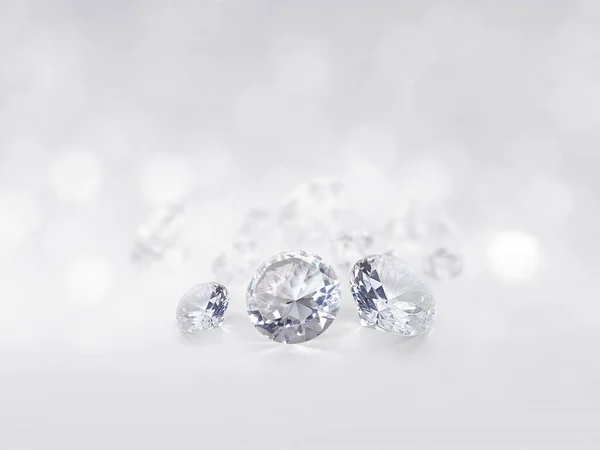Still Expensive Cut Diamonds Front White Background Reflections Ground Lot — Stok fotoğraf