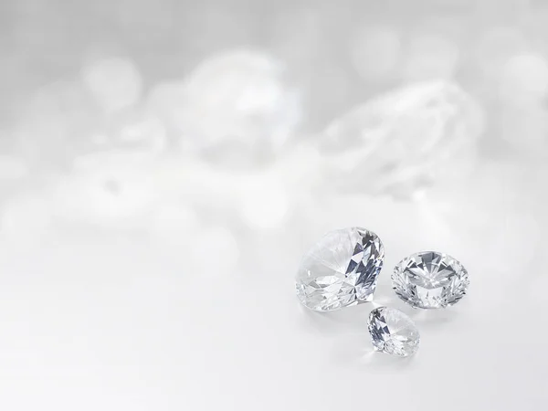 Still Expensive Cut Diamonds Front White Background Reflections Ground Lot — Foto de Stock