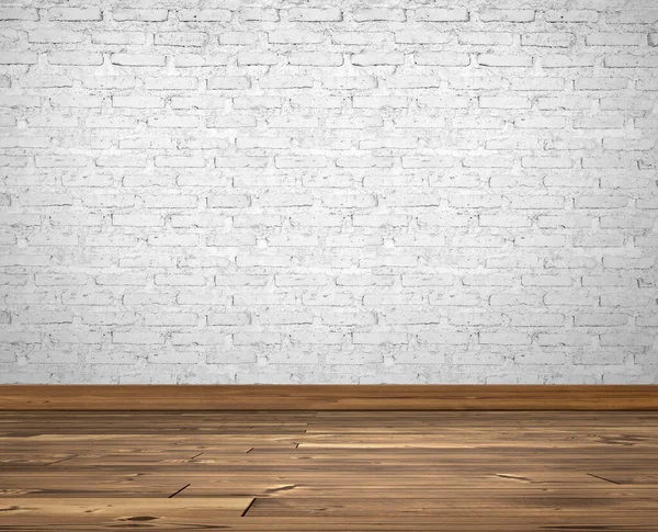 Streszczenie Puste Wnętrze Drewnianą Podłogą Biały Mur Kwadratowe Zdjęcie Tekstura — Zdjęcie stockowe