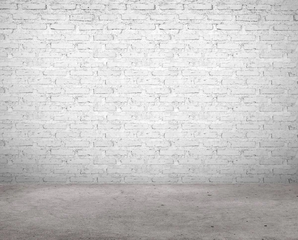 stock image Inside the room, with white brick walls and concrete floors, no one was empty