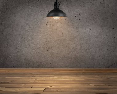 Ampuller iç dekorasyon odası beton duvar dokusu. ve ahşap zemin