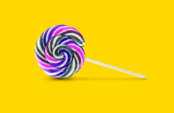 Colorful Lollipops Yellow Background — Stock Photo, Image
