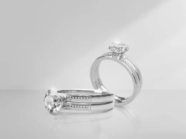 Elegant Diamant Ring Ljus Bakgrund Med Skuggor — Stockfoto