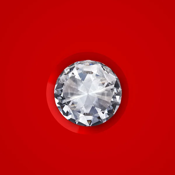 Diamantes Deslumbrantes Fundo Vermelho — Fotografia de Stock