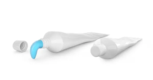 Tubka Pasty Zębów Pasty Zębów Squeeze Tubki Pasty Zębów Białym — Zdjęcie stockowe