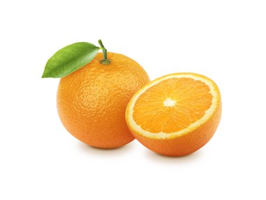 Dilimlenmiş turuncu ve beyaz arkaplanda yeşil yapraklar