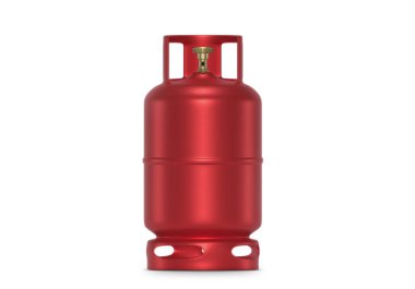 Beyaz arkaplanda kırmızı gaz tankları izole edildi