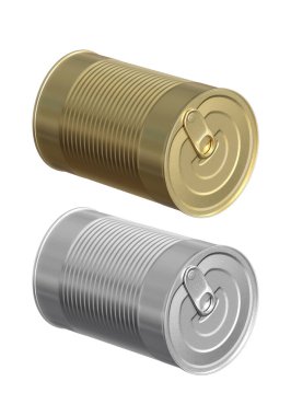 Metal yiyecek kutusu. beyaz arkaplan