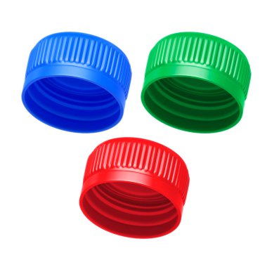 plastic bottle caps isolated on white background clipart