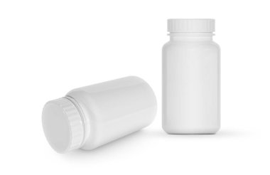 İlaç için beyaz takviye şişesi