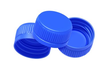 Mavi plastik kapaklar, şeffaf arkaplan