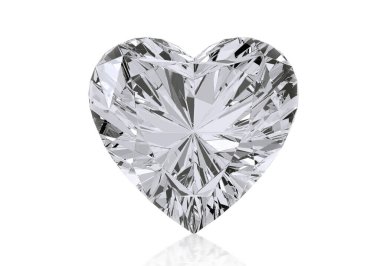 Beyaz arka planda yüksek kalitede kalp elması