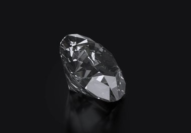 Siyah arkaplanda yansıması olan göz kamaştırıcı elmas.