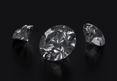 Siyah arkaplanda yansıması olan göz kamaştırıcı elmas.