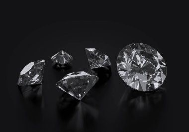 Siyah arkaplanda yansıması olan göz kamaştırıcı elmas.