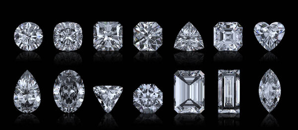 Ослепительный бриллиант с отражением на черном фоне