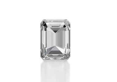 Beyaz arkaplanda yansıması olan elmas