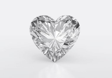 Beyaz arkaplanda yansıması olan kalp elması