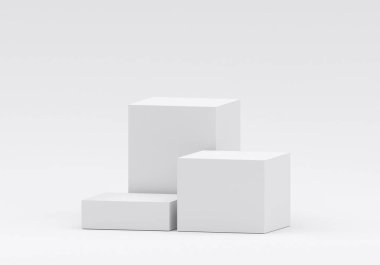 Stüdyo odasında sunum için beyaz ürün podyumu