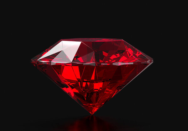 Dazzling diamond red gemstones on black background