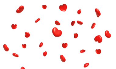 Kaos 'ta Çok Küçük Kırmızı Kalpler' in 3D canlandırması. şeffaf arkaplan