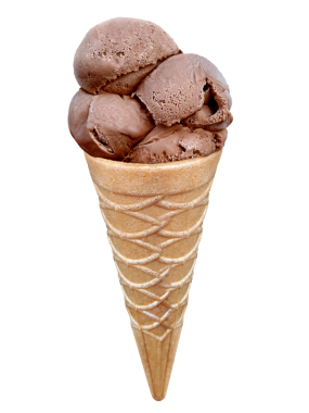 Konide çikolatalı dondurma, şeffaf arka plan.