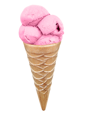 Konide çilekli dondurma, şeffaf arka plan.