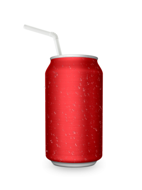 Halka çekme ve saman şeffaf arkaplan ile alüminyum kutu