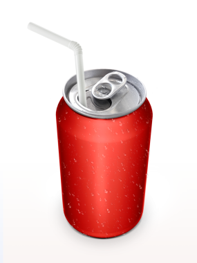 Halka çekme ve saman şeffaf arkaplan ile alüminyum kutu