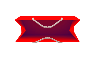 Reklam ve markalaşma için kırmızı boş alışveriş torbası, şeffaf arka plan