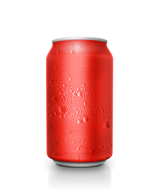 Su damlacıklı kırmızı alüminyum kutular, şeffaf arkaplan