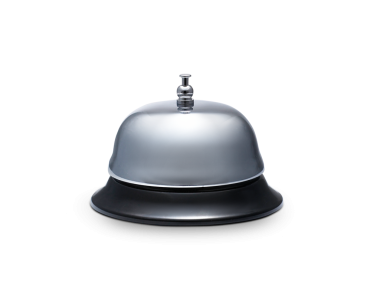 Servis, otel konsepti. Resepsiyon zili, şeffaf arkaplan