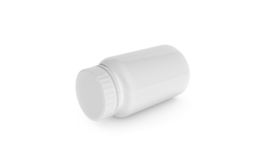 İlaç için beyaz takviye şişesi, şeffaf arka plan