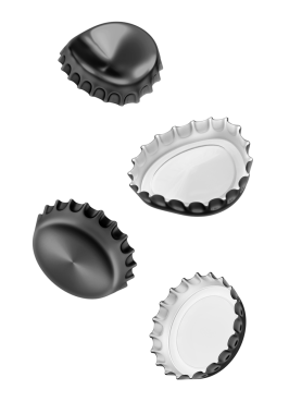 Uçan siyah şişe kapağı, şeffaf arkaplan