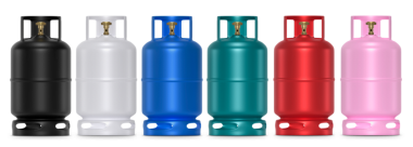 Benzin deposu hazır. Doğal gaz, LPG tankları ve çeşitli renkler, şeffaf arkaplan