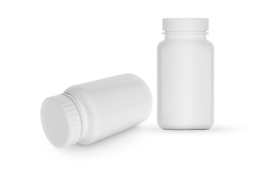 İlaç için beyaz takviye şişesi, şeffaf arka plan