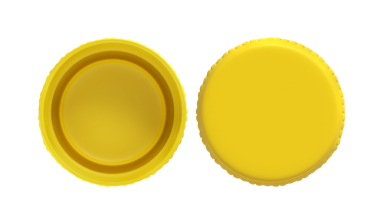 Sarı plastik kapaklar, şeffaf arkaplan