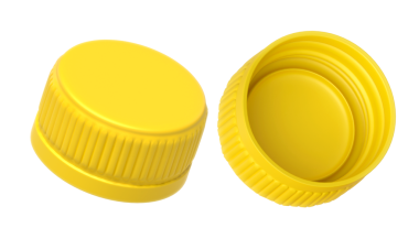 Sarı plastik kapaklar, şeffaf arkaplan