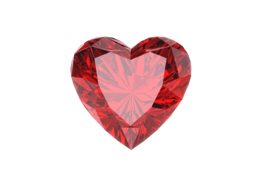 Kırmızı kalp şeklinde elmas, şeffaf arkaplan