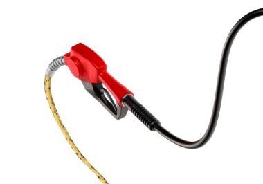 Kırmızı kablo tıpası beyaz arkaplanda izole edildi