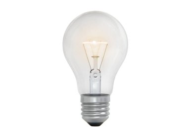 Beyaz arkaplanda parlayan ampul