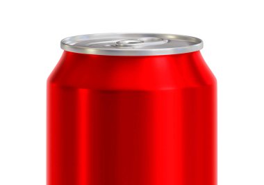 Beyaz arkaplanda kırmızı soda kutusu