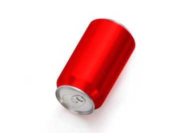 Beyaz arkaplanda kırmızı soda kutusu